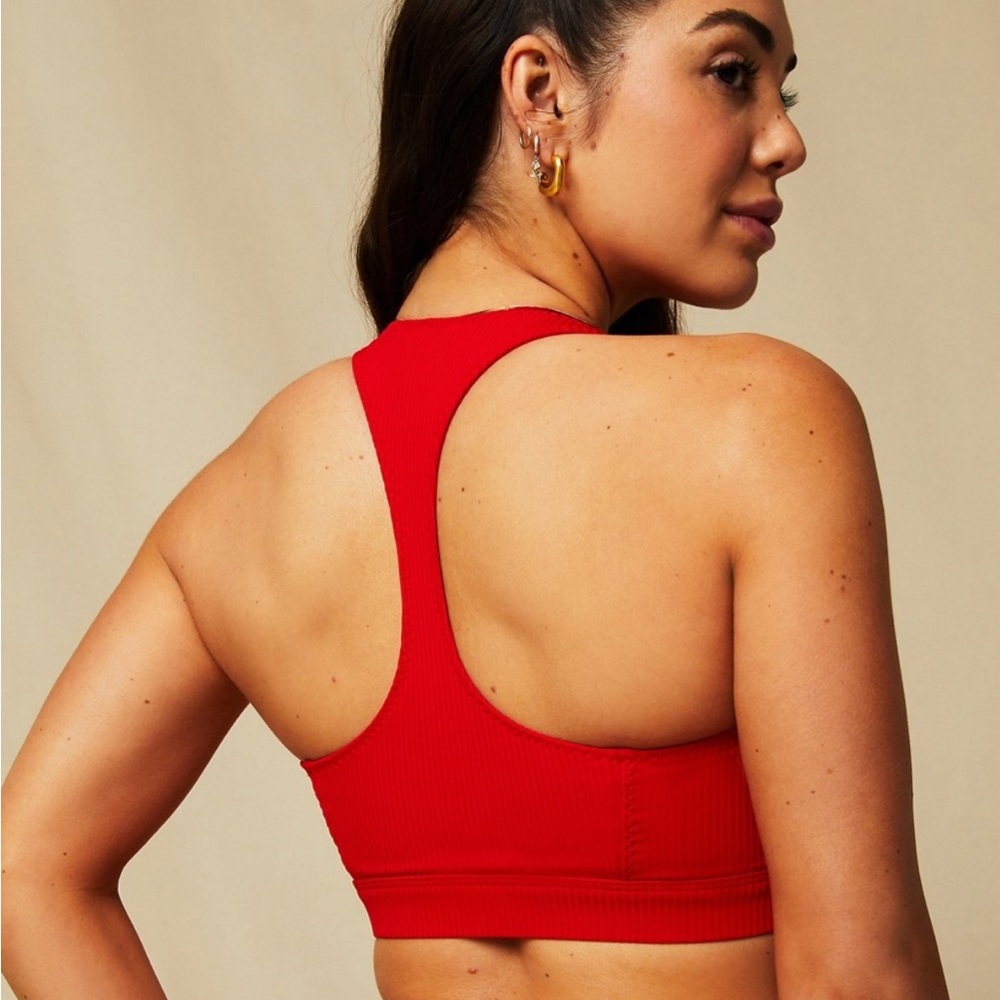 Fabletics Red Zip-Front Swim Top - Picture 2 of 6
